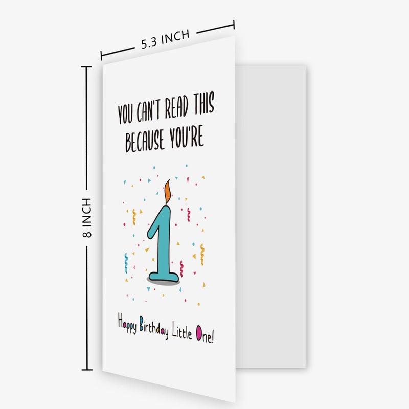 Ogeby Funny First Birthday Card, Happy Birthday Little One Card, You Cant Read This Because Youre 1 - Image 2